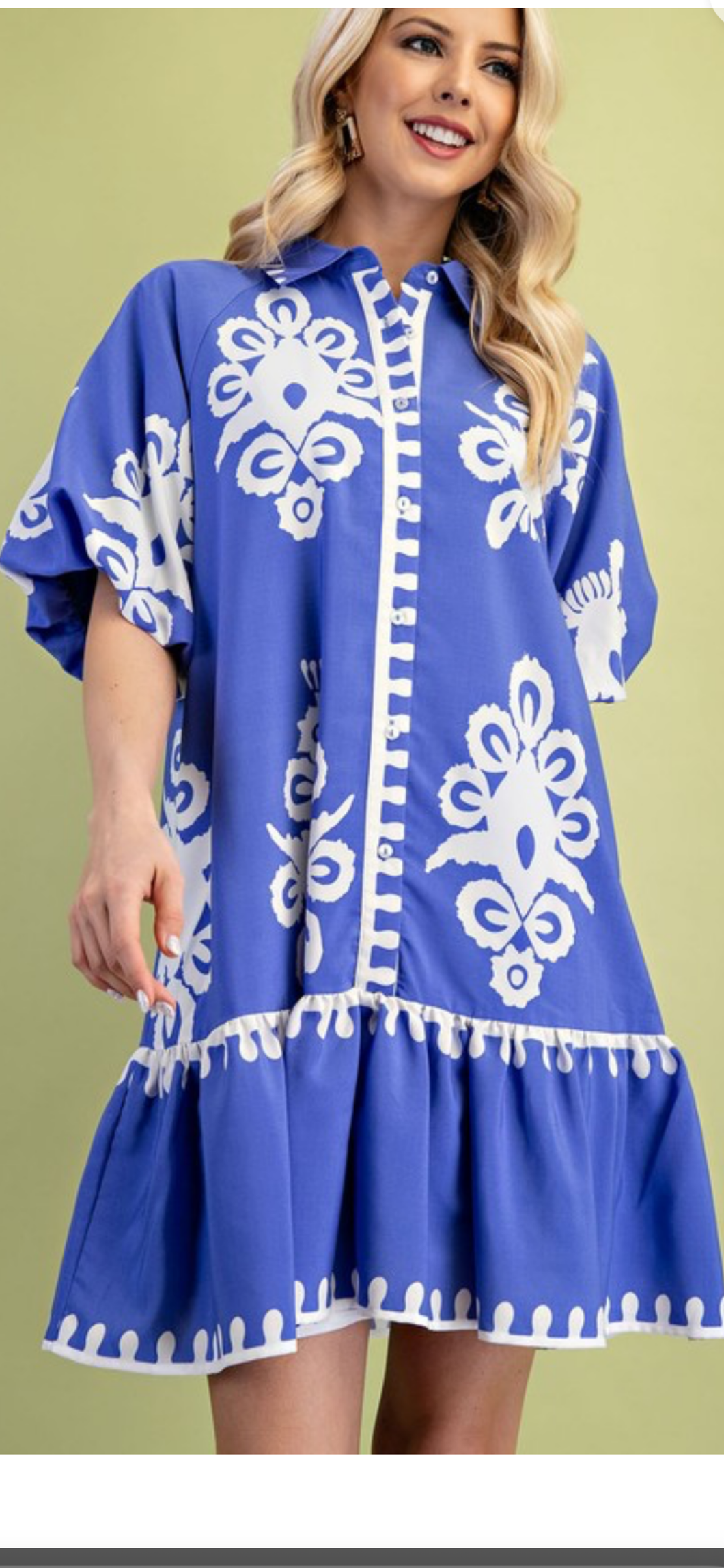 Bold print shirt style mini dress