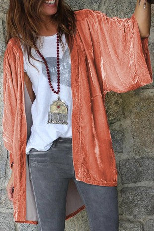 Coral Velvet Drape
