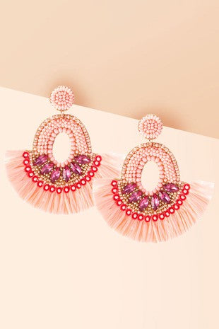 Oval Raffia Earrings