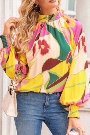 Multicolor Printed Long Sleeve Blouse