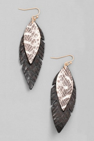 Leather Leaf Drop Earrings