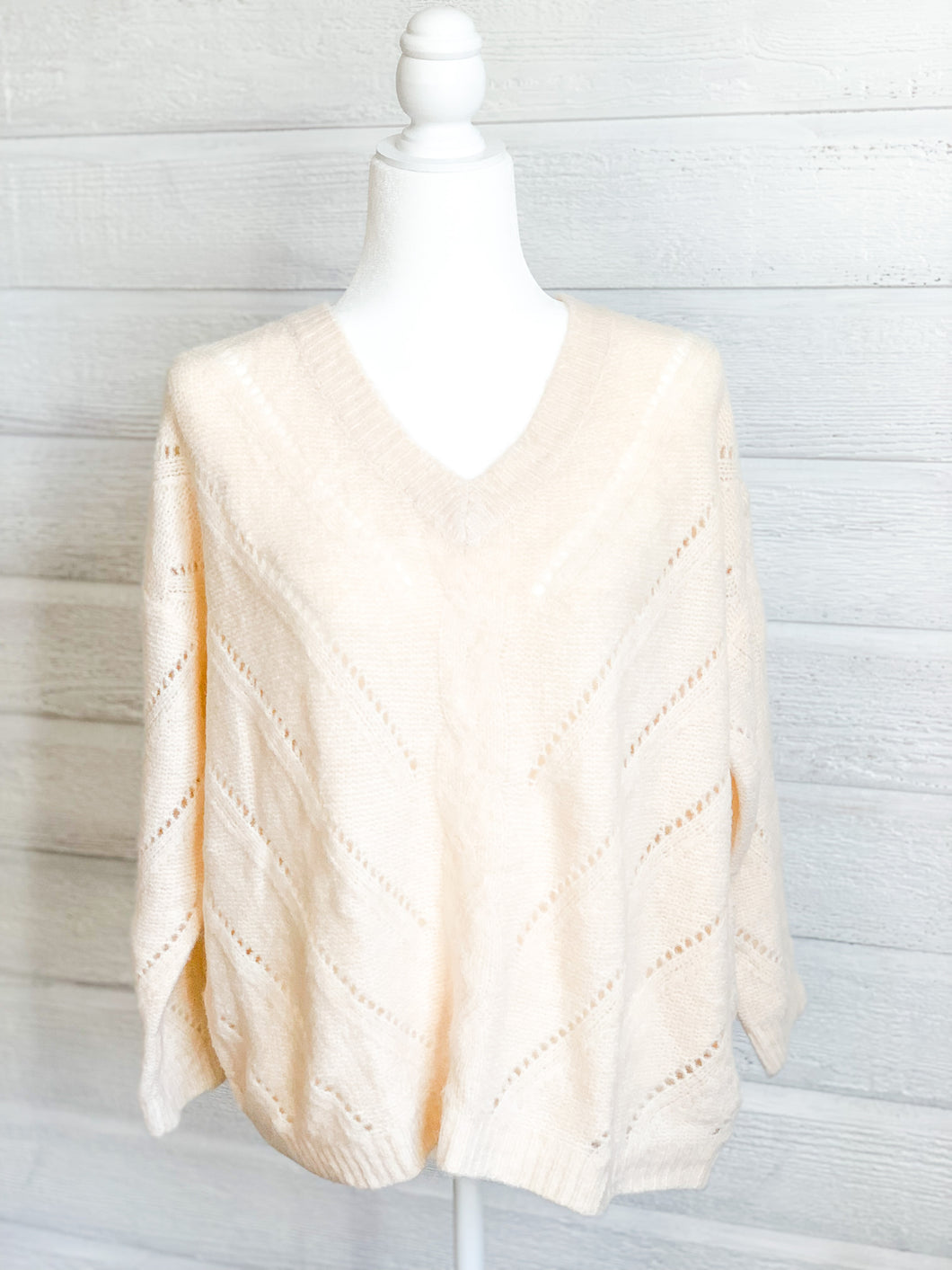 Beige V-Neck Sweater