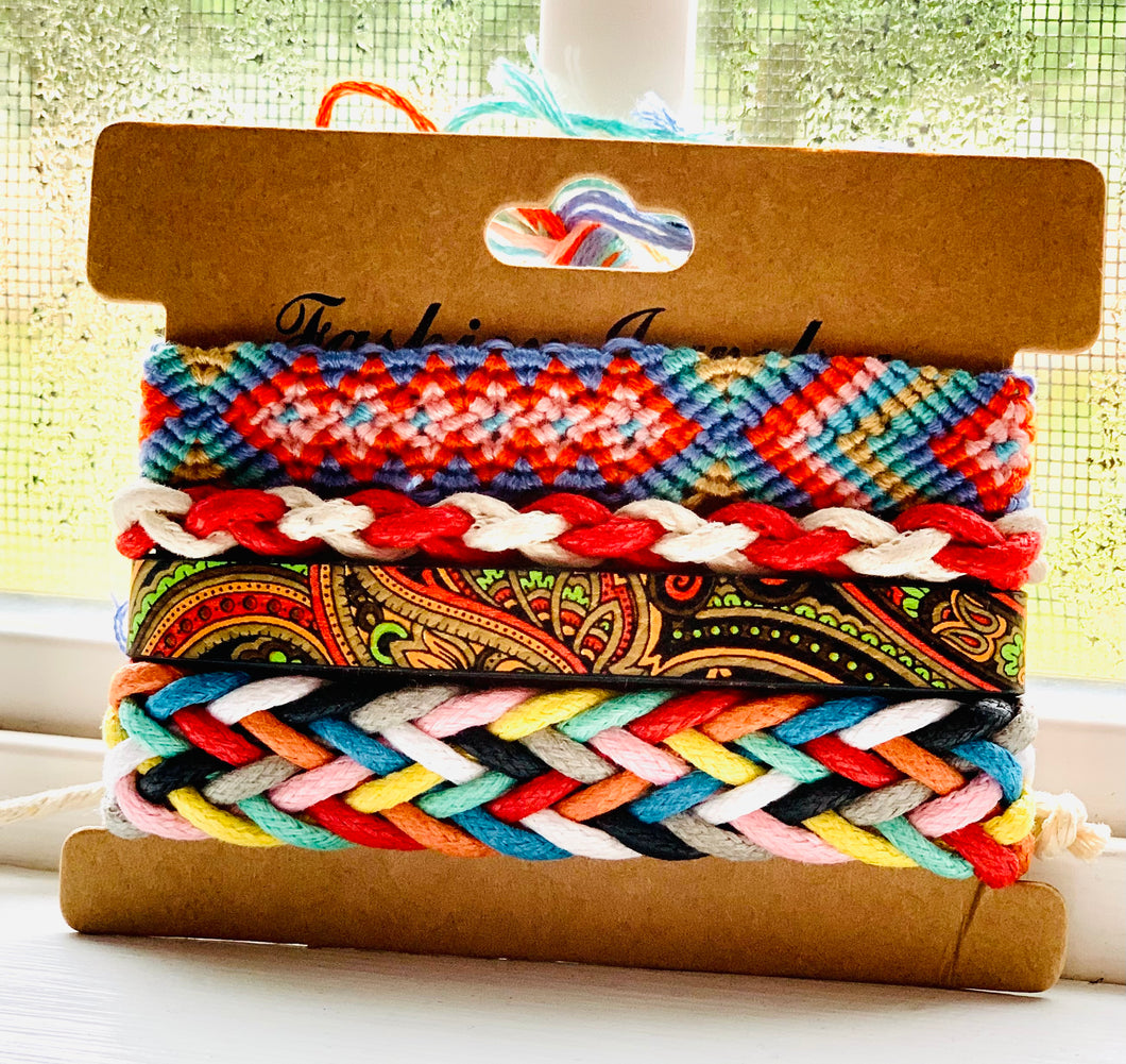 Boho Vibes Rope Bracelet Set In Multi