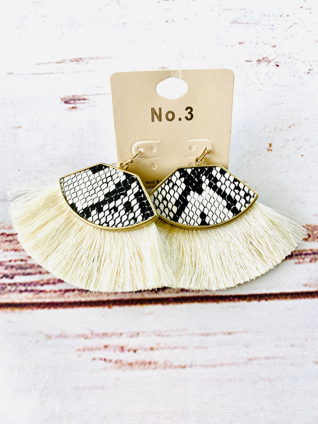 Snake Print Fringe Earrings