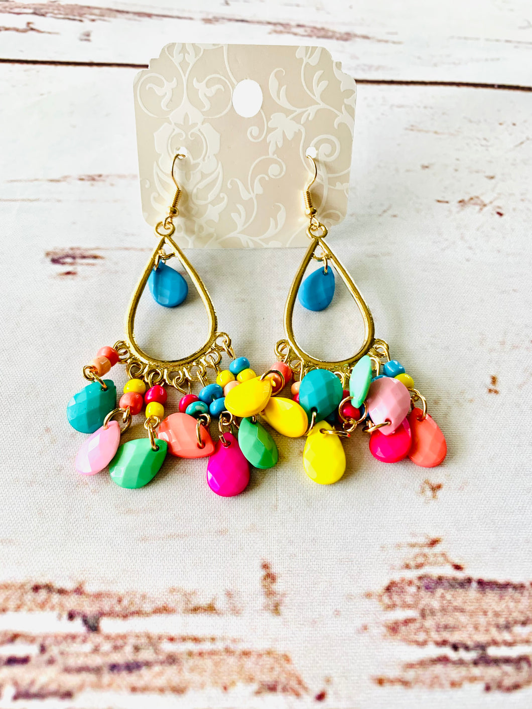 Beaded Dangle Chandelier Earrings