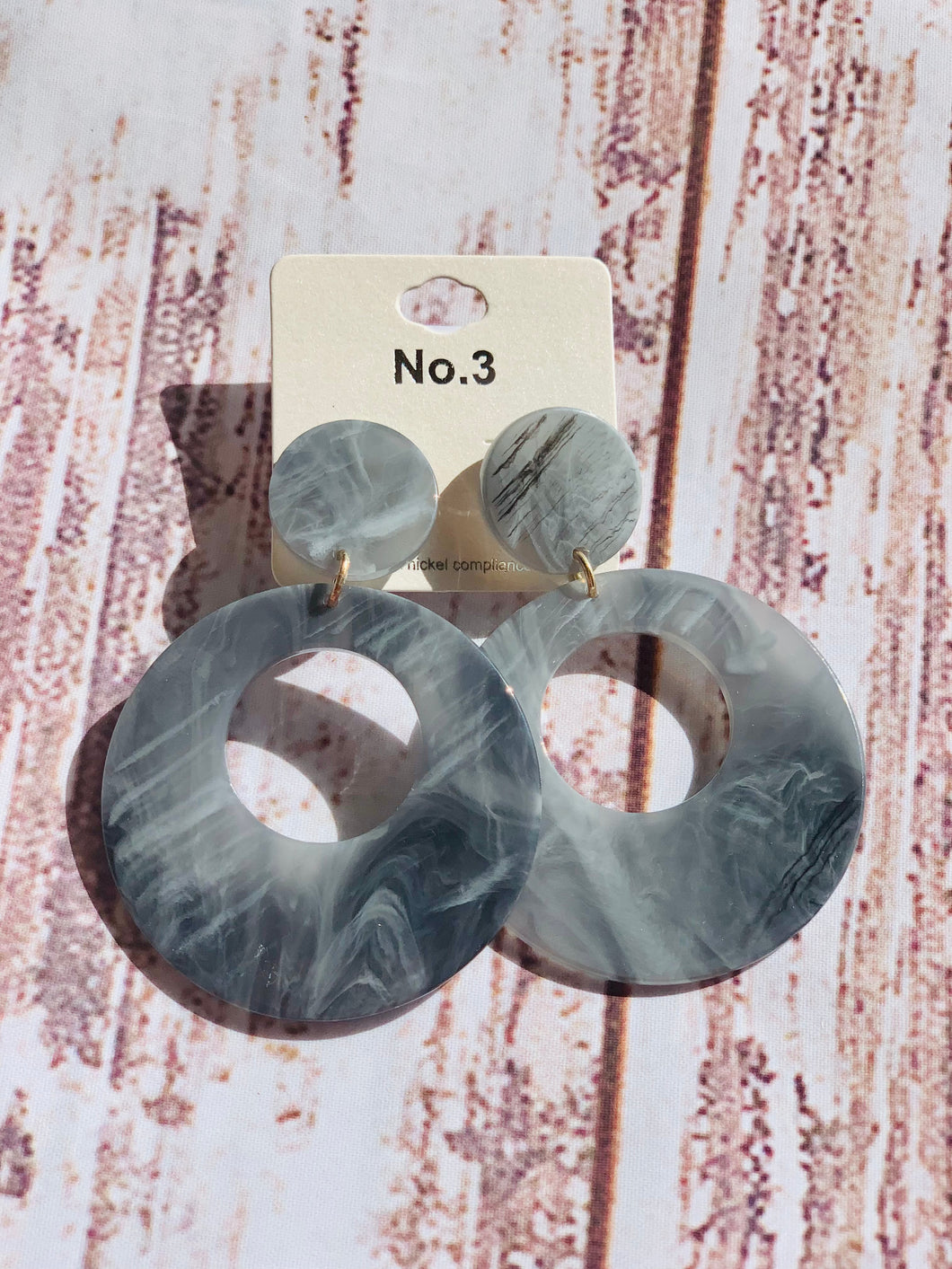 Grey Disc Earrings