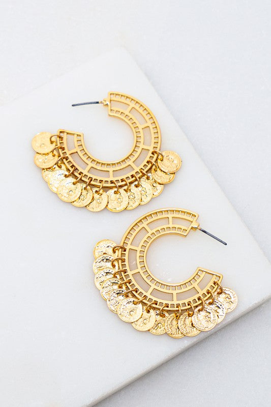 Coin Hoop Earrings