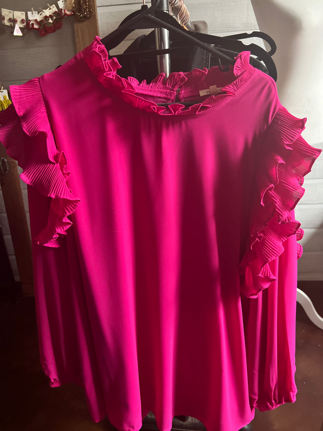 Plus Pink Ruffle Top