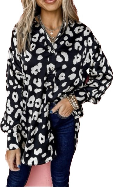 Black Leopard Silk Tunic