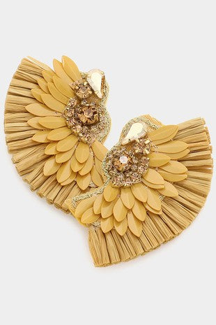 India Stone Earrings in Mustard