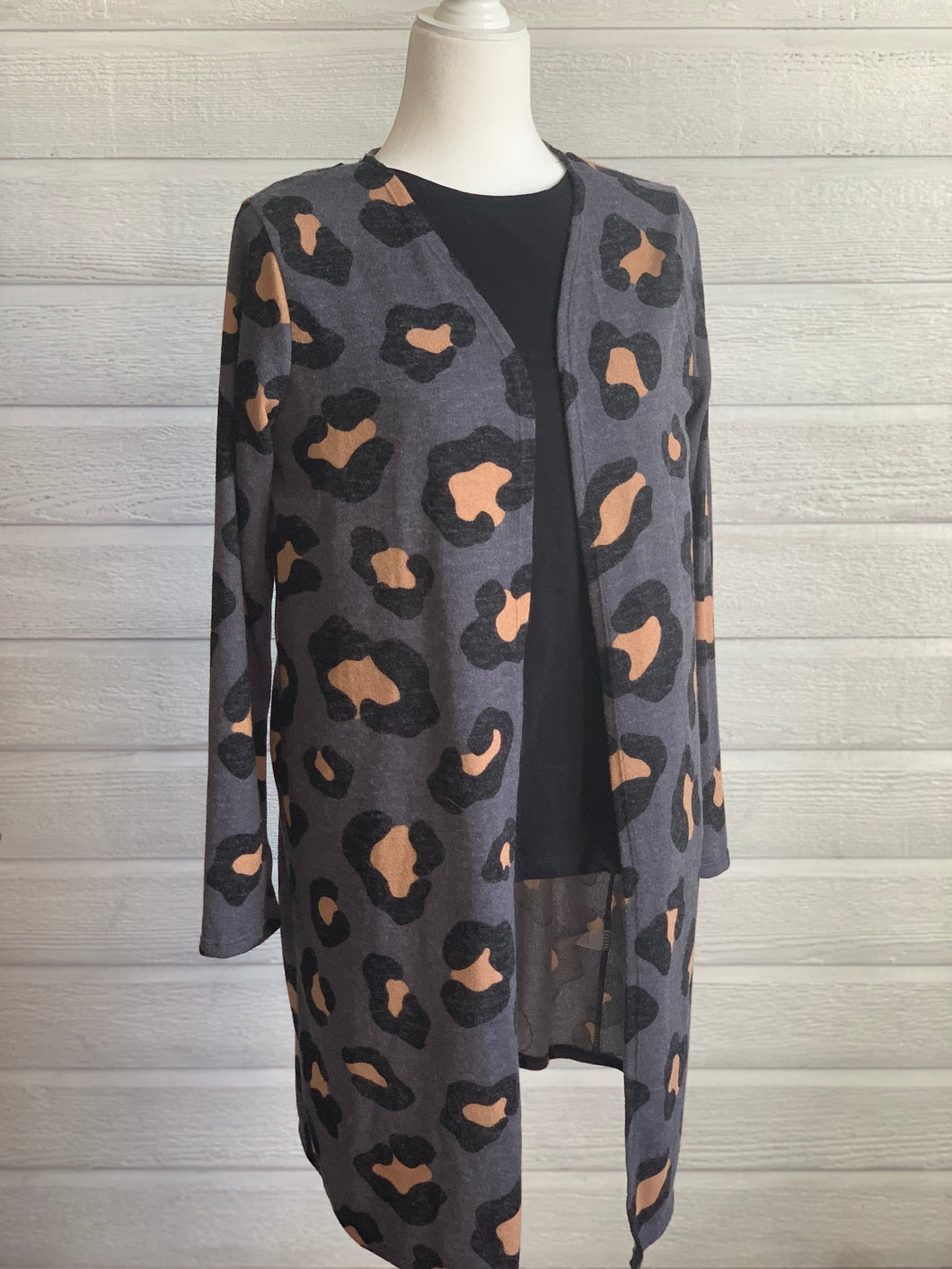 Grey Leopard Cardigan