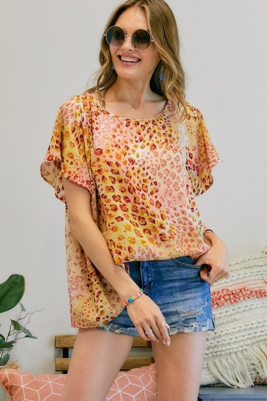 Pink Leopard Top Plus