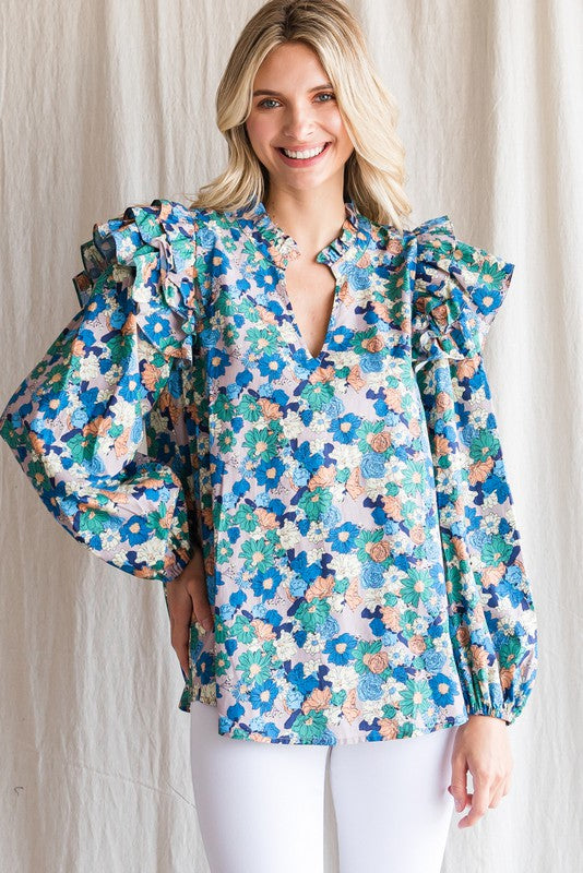 Sage Floral Top