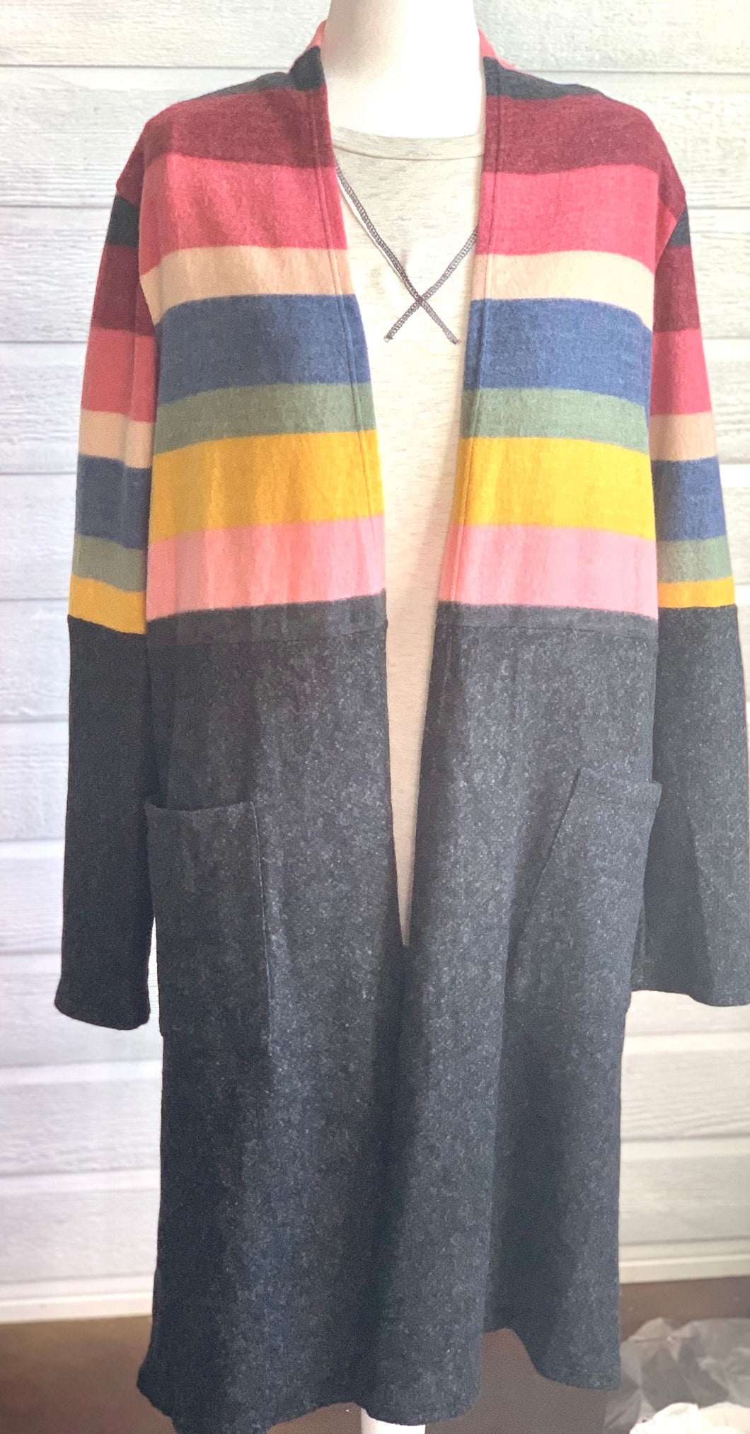 Plus Striped Cardigan