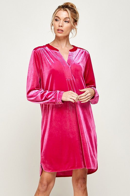 Fuchsia Velvet Dress