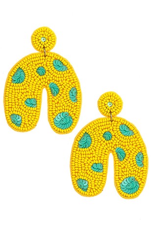 SEQUIN ACCENT SEED BEAD U DROP EARRING